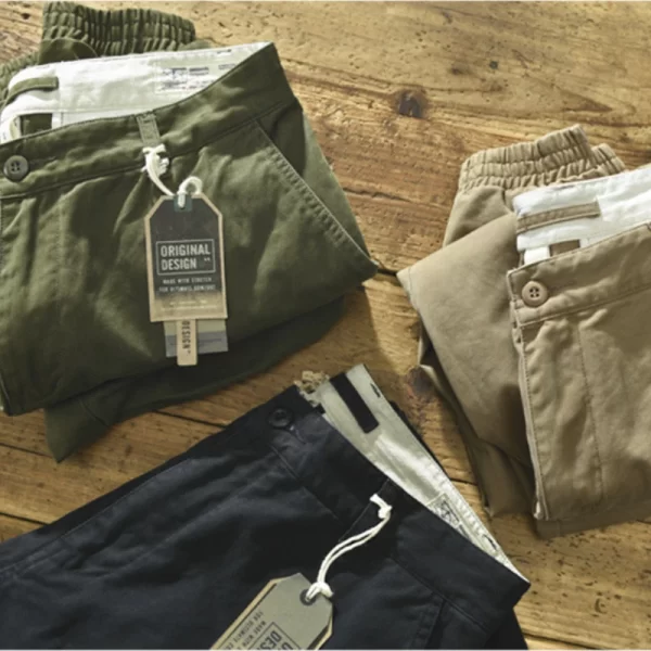 Calça casual masculina, cor sólida,  de bolso grandes, streetwear primavera, 100% algodão, nova, AZ304 - Image 4