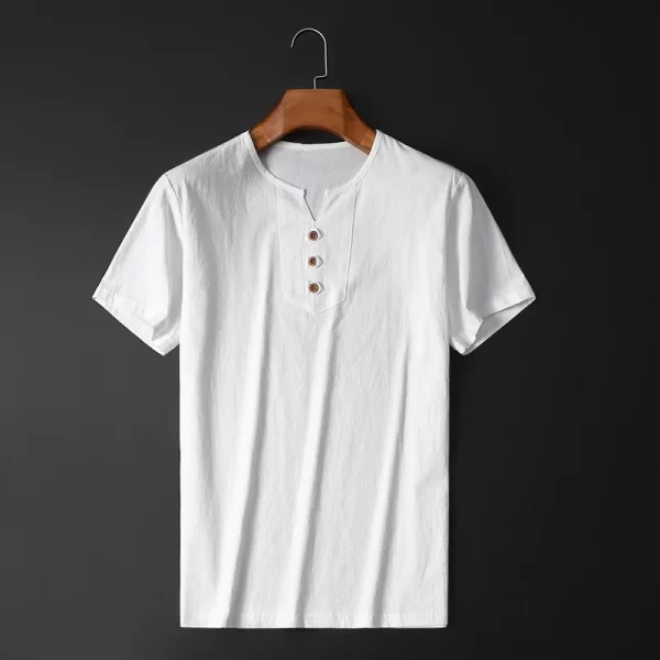 Camisa masculina manga curta,  casual, de linho de algodão solto topos,  primavera verão casual bonito, 5xl. - Image 11