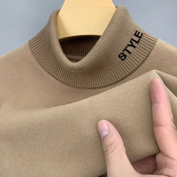 Camiseta de gola alta masculina, BROWON, monocromática, suave, confortável, casual, marca fashion, roupa de inverno, outono - Image 2