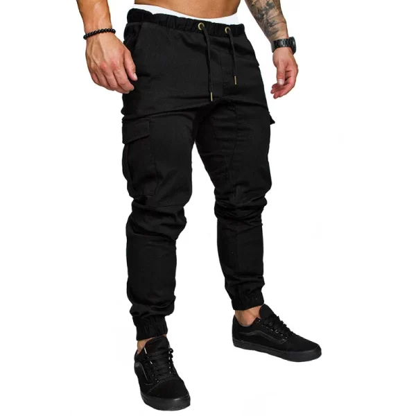 Calça masculina tecida multibolso de cor sólida, slim fit, moda casual, esportes de rua, roupa de corrida, primavera e outono - Image 7