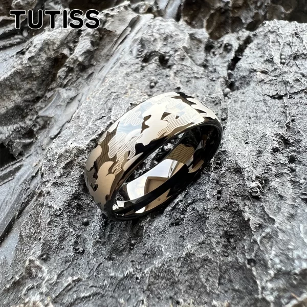 Anel unissex, TUTISS-Tungsten Wedding Band, Cool Pattern, Gravado Comfort Fit, Amazing Design, 6mm, 8mm - Image 8
