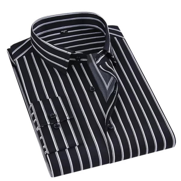 Camisa masculina listrada manga longa, Slim Fit Streetwear, Casual, Negócios, Escritório, Novo, Boa Qualidade, Plus Size, M-5XL - Image 5