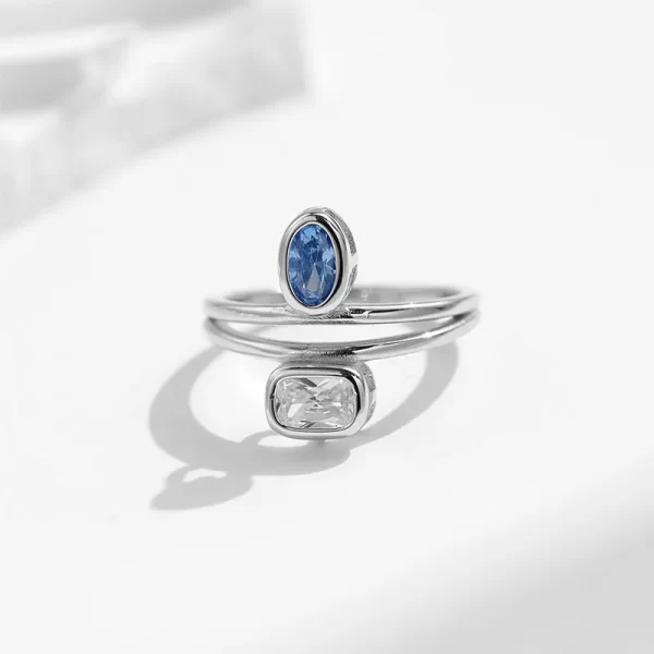 Anel geométrico feminino, 925 Sterling Silver, 100% Prata, Design Quadrado Elíptico, Jóias Da Moda, De Festa, Zircão. - Image 4