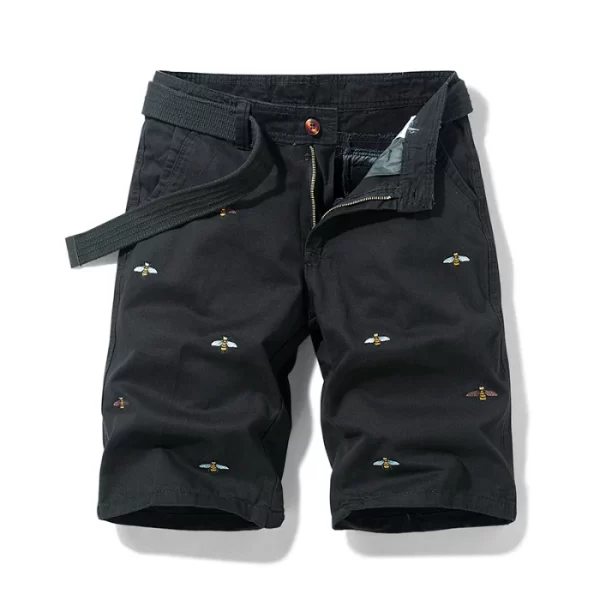 Bermuda de praia masculino bordado com mel, de rua de algodão casual soltos, moda exterior, roupas de trabalho, novo verão. - Image 7