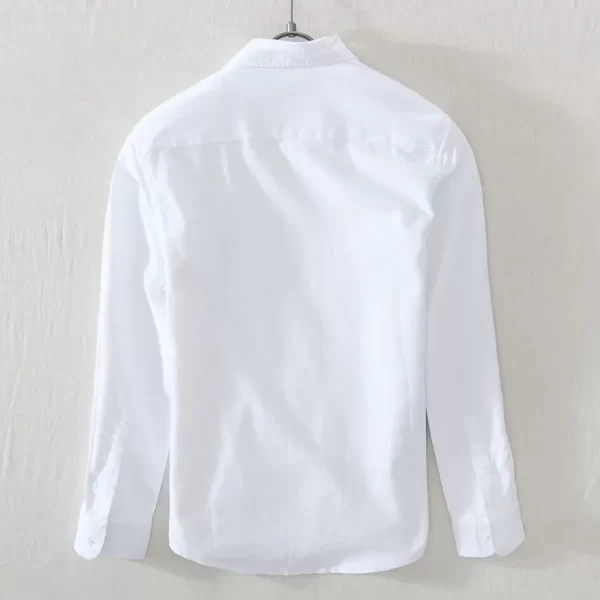 Camisa masculina, manga longa, Alta Qualidade 100% Algodão Japonês, Cor Sólida Casual, Pouco Urso Bordado Camisa Fit GZ10. - Image 2