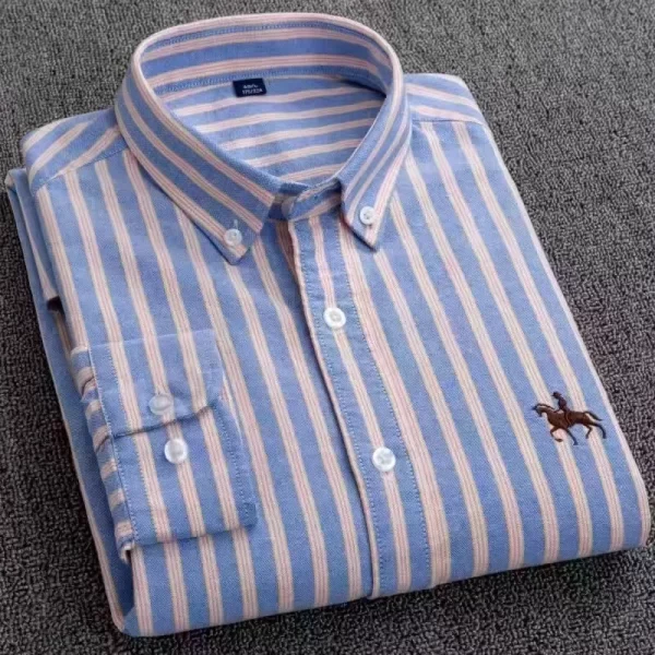 Camisa manga longa masculina,  Oxford, 100% algodão,  bordadas de cavalo, streetwear extragrande, listra xadrez, casual, lazer, Plus 6XL - Image 22