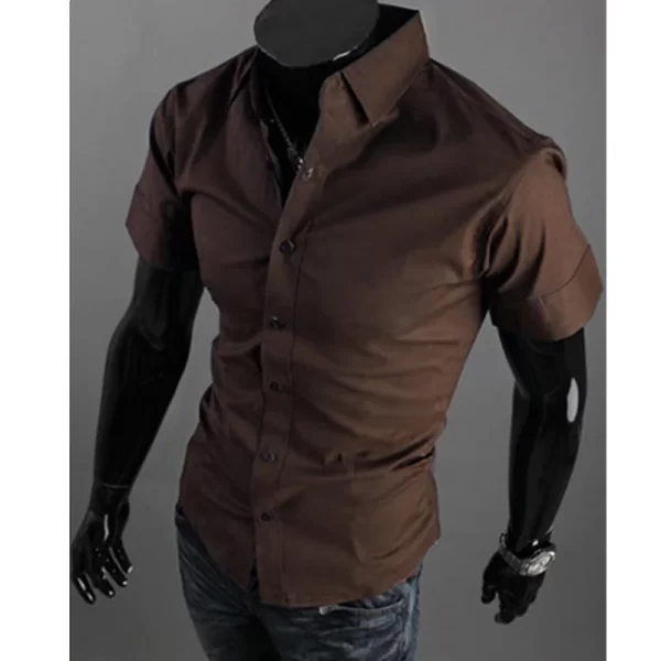 Camisa manga curta masculina, verão Slim Fit, de negócios sociais, marca de luxo,  de Linho, social. - Image 16