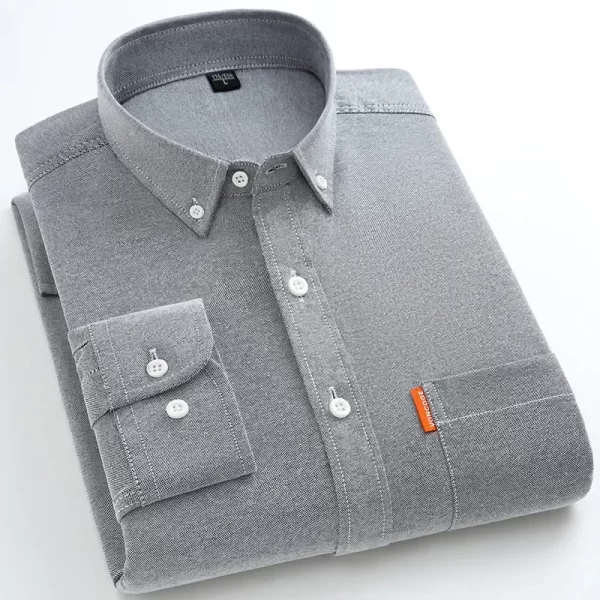 Camisa masculina, manga longa, estilo designer, 100% algodão, Oxford Business, encaixe fino, monocromático, tamanho grande M-5XL, alta qualidade, novo. - Image 9