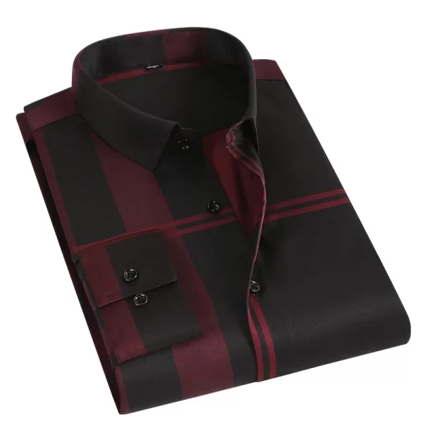 Camisa masculina listrada manga longa, Slim Fit Streetwear, Casual, Negócios, Escritório, Novo, Boa Qualidade, Plus Size, M-5XL - Image 7