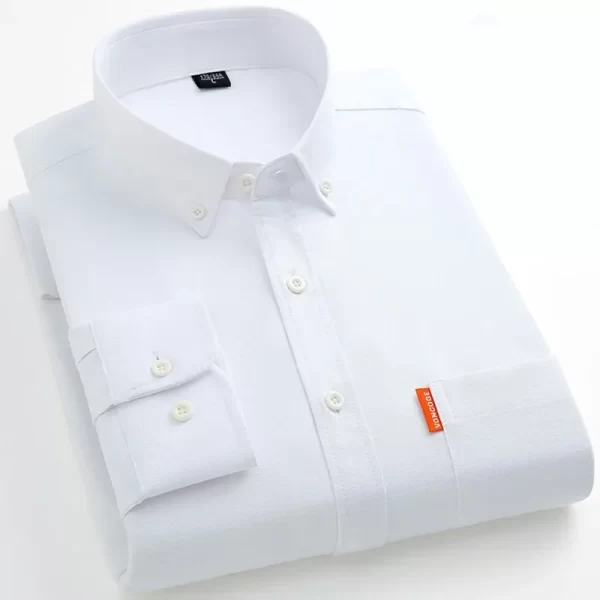 Camisa masculina, manga longa, estilo designer, 100% algodão, Oxford Business, encaixe fino, monocromático, tamanho grande M-5XL, alta qualidade, novo. - Image 13