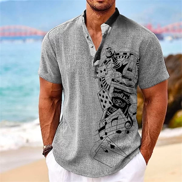 Camisa masculina, manga curta, Henley, roupas gráficas 3D Great Voyage, moda estilista, streetwear havaiano, tops de verão. - Image 3