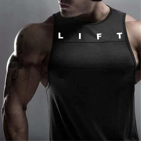 Camiseta regata masculina, Sportswear, musculação, muscular sem mangas, colete de algodão correndo, ginásio levantamento de fitness regata, roupas europeias e americanas - Image 7
