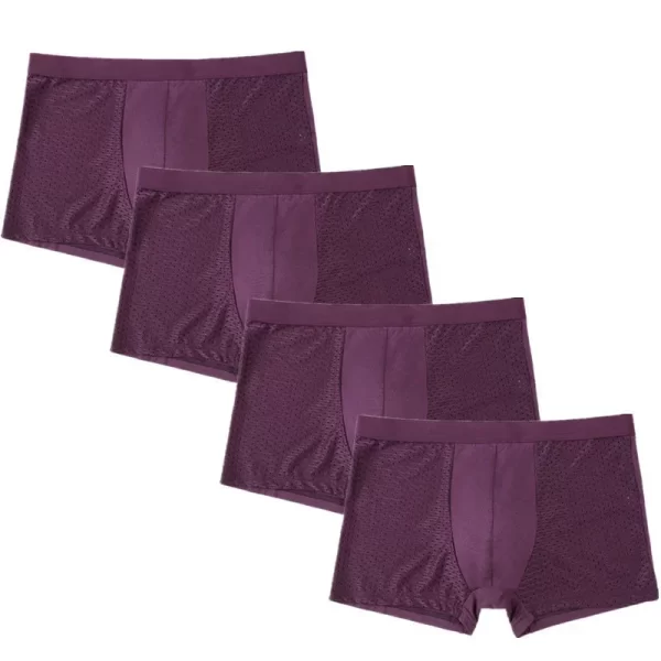 Cueca boxer masculina, 4 pçs/lote fibra de bambu, plus size xxxxl,  tamanho grande respirável roupa interior 4xl 5xl 6xl 7xl 8xl - Image 10