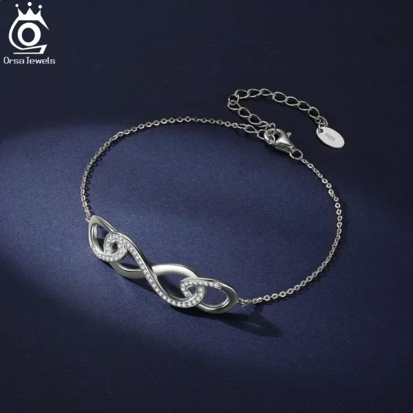 Pulseira infinita feminina, Orsa Jewels, Ouro 14K, Prata Esterlina 925, Símbolo de Amor Infinito, Joia Ajustável, SB179 - Image 4