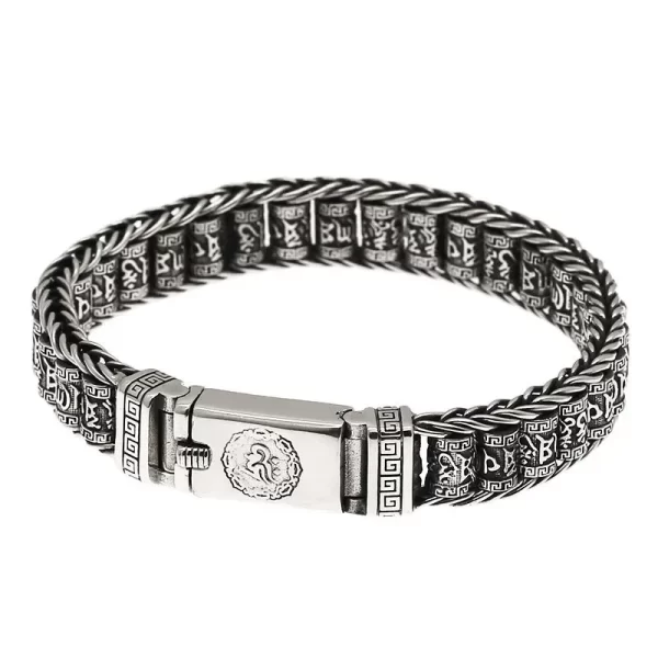 Pulseira de prata esterlina masculina, Amitabha-amitabha, seis caracteres, budismo, acessórios de jóias. - Image 3