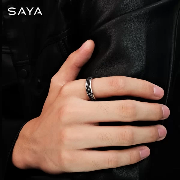 Anel glamoroso de alta dureza, masculino, dedo único, tendência única, gravura, nova moda. - Image 2