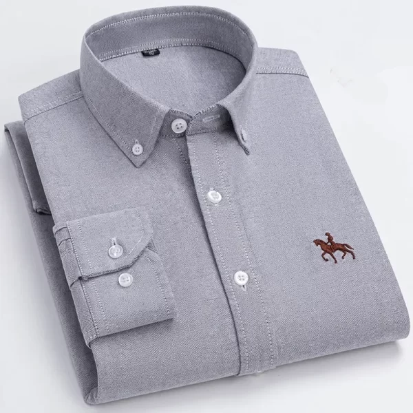 Camisa manga longa masculina,  Oxford, 100% algodão,  bordadas de cavalo, streetwear extragrande, listra xadrez, casual, lazer, Plus 6XL - Image 19