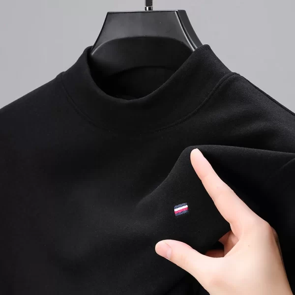 Camiseta de veludo alemão manga longa masculina, com gola simulada, bordada, High End, Luxo, moda casual, fundo quente, negócio. - Image 2