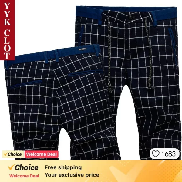 Calça xadrez masculina, casual, streetwear,  de linho, slim fit,, preto.
