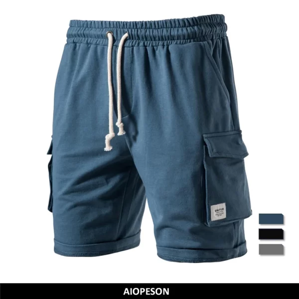 Bermuda masculina, Aiopeson, bolso, 100% algodão casual esporte, calças curtas estiramento cintura qualidade sweatshorts verão.