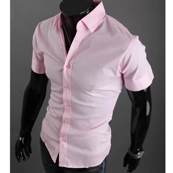 Camisa manga curta masculina, verão Slim Fit, de negócios sociais, marca de luxo,  de Linho, social. - Image 4