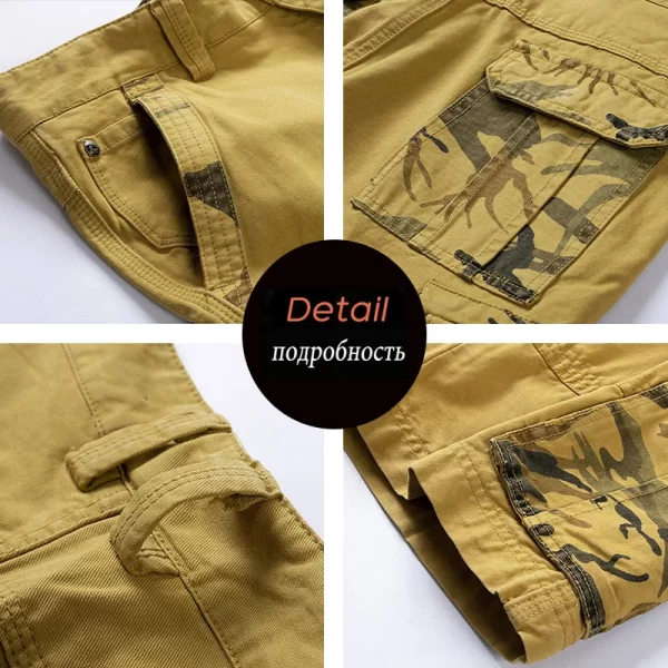 Bermuda masculina,  de camuflagem, de praia de algodão multi-bolso, corredores casuais, primavera e verão. - Image 6