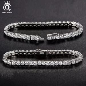 Pulseira S925 prata esterlina unissex, Orsa jóias autêntico, tênis corrente pulseira processo de moldagem hanmade high-end corrente de mão sb128.