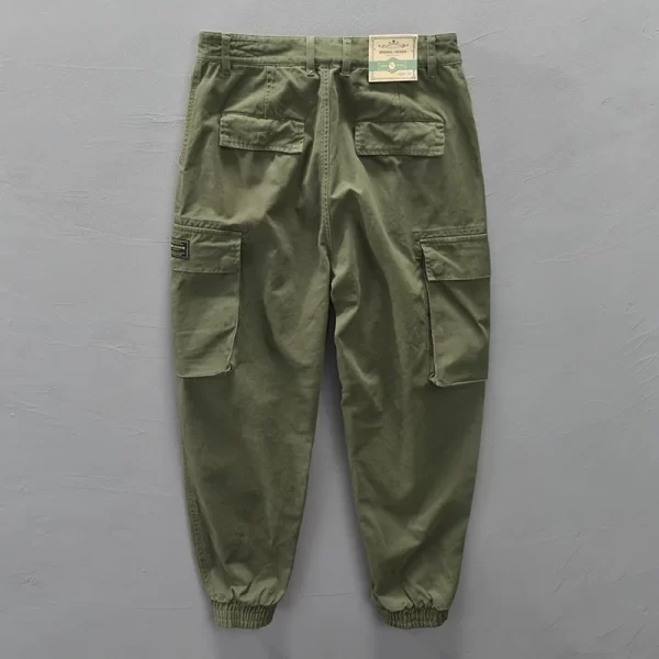 Calça casual masculina, cor sólida,  de bolso grandes, streetwear primavera, 100% algodão, nova, AZ304 - Image 2