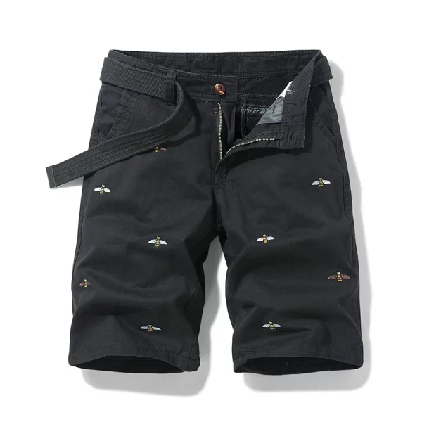 Bermuda de praia masculino bordado com mel, de rua de algodão casual soltos, moda exterior, roupas de trabalho, novo verão. - Image 3
