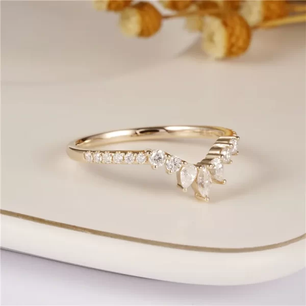 Anel de diamante, CxsJeremy-Moissanite, 14K, 585 Ouro Amarelo, Banda de casamento curvo, Unique Bridal Stacking,  Presente. - Image 3
