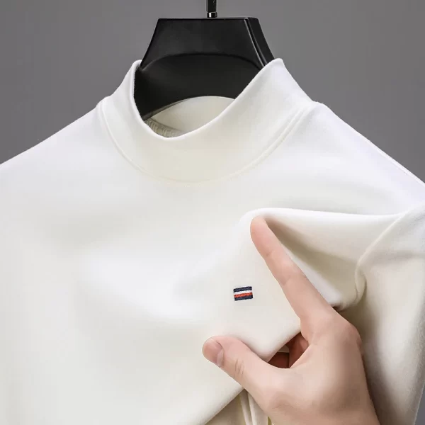 Camiseta de veludo alemão manga longa masculina, com gola simulada, bordada, High End, Luxo, moda casual, fundo quente, negócio. - Image 3