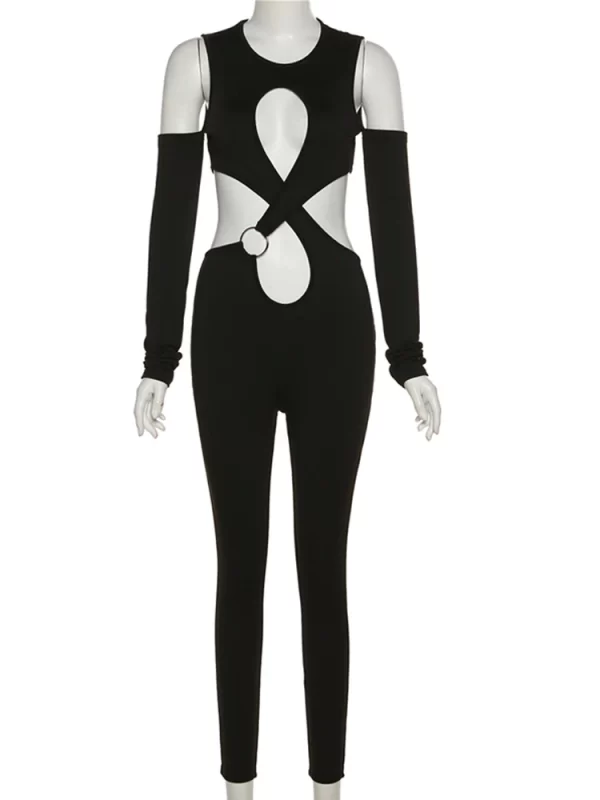 Macacão feminino com cruz recortada sem costas, ombro fora, manga longa, ajuste justo, macacão, roupas Harajuku Y2K, sexy, primavera, outono, 2023 - Image 6