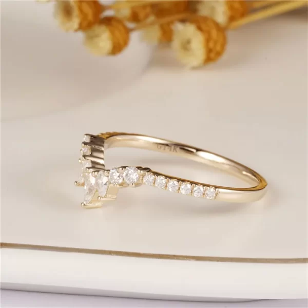 Anel de diamante, CxsJeremy-Moissanite, 14K, 585 Ouro Amarelo, Banda de casamento curvo, Unique Bridal Stacking,  Presente. - Image 2