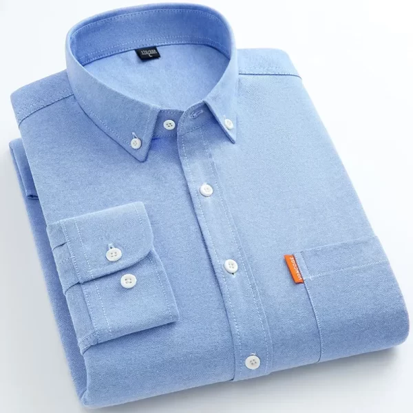 Camisa masculina, manga longa, estilo designer, 100% algodão, Oxford Business, encaixe fino, monocromático, tamanho grande M-5XL, alta qualidade, novo. - Image 7