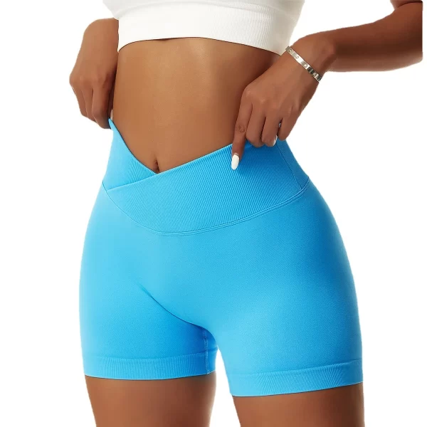 Shorts de ioga sem costura de cintura alta feminino, apertados e sem costura, nádegas de pêssego, estilo europeu e americano, para corrida e fitness. - Image 2