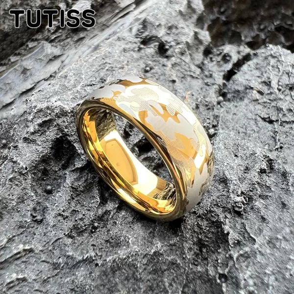 Anel unissex, TUTISS-Tungsten Wedding Band, Cool Pattern, Gravado Comfort Fit, Amazing Design, 6mm, 8mm - Image 2