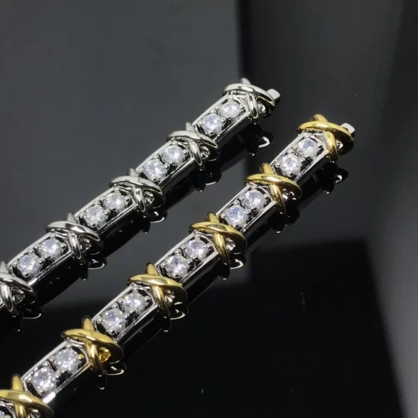 Pulseiras X transversais banhadas a ouro feminina, joias finas, diamante, prata esterlina 925, clássico, luxo, marca de moda. - Image 5
