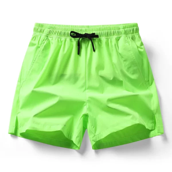 Shorts esportivos de seda de gelo casual masculino, elástico na cintura, bolso dividido, cor sólida, na moda, verão, Fitness. - Image 2
