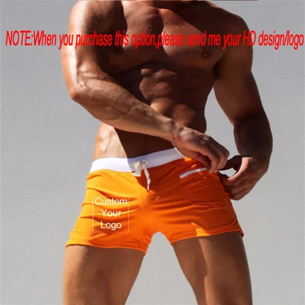 Sungas masculina, Logotipo personalizado Swimwear, maiô sexy, cuecas de natação, calções de praia, calções de natação - Image 8