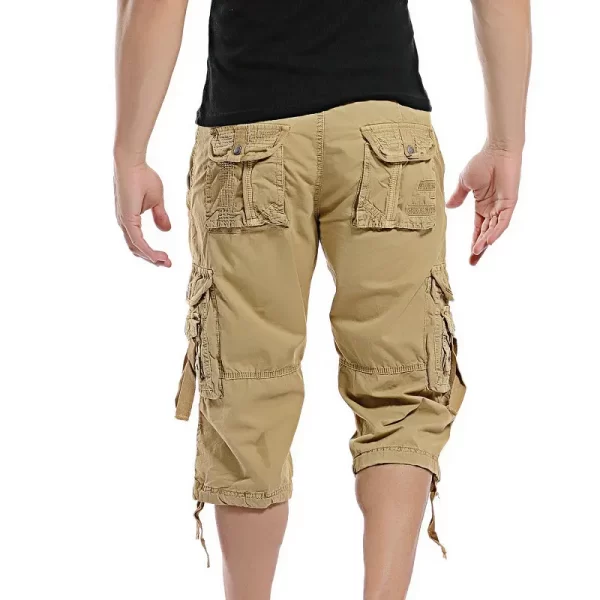 Bermuda casual de algodão camuflados masculina,  curtos camuflados, sem cinto,  compridas com panturrilha.