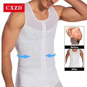 Camiseta de compressão do peito masculino CXZD, Redutor do abdômen, Shaper do corpo, Promover Colete, Fitness Cintura Trainer, Barriga Emagrecimento Espartilho.