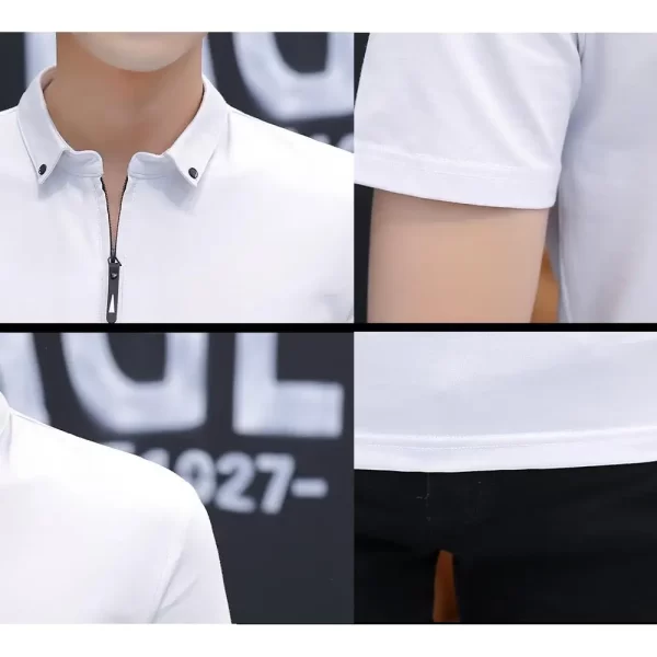 Camiseta de algodão masculina, Browon, manga curta, com gola, estilo coreano, moda verão. - Image 5