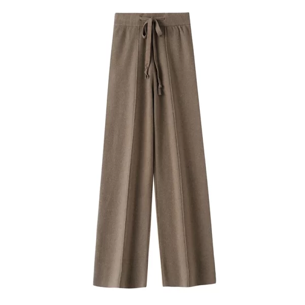 Calça larga feminina, Andy Cashmere tricota, longas, corda de cintura alta, casual reta solta, outono e inverno - Image 3