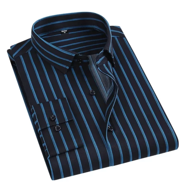 Camisa masculina listrada manga longa, Slim Fit Streetwear, Casual, Negócios, Escritório, Novo, Boa Qualidade, Plus Size, M-5XL - Image 10