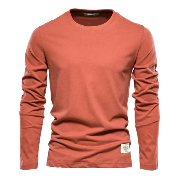 Camiseta de manga comprida de algodão 100%, masculina, sólido primavera casual, t-shirts de alta qualidade, tops roupas clássicas. - Image 10
