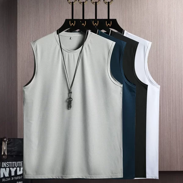 Camiseta regata masculina,  casual sem mangas com gola em O, camiseta coreana solta, monocromática, roupa de verão, nova moda. - Image 6