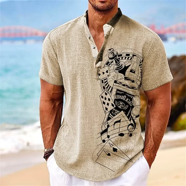Camisa masculina, manga curta, Henley, roupas gráficas 3D Great Voyage, moda estilista, streetwear havaiano, tops de verão. - Image 4