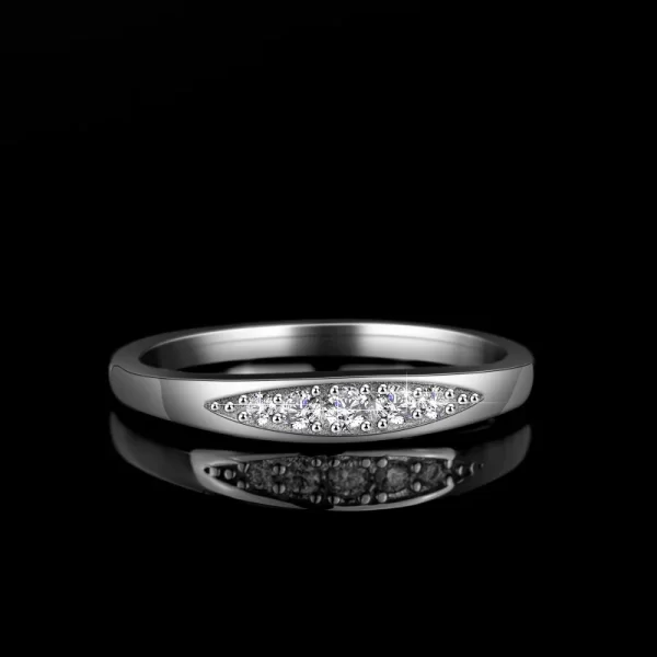 Anel feminino, Moissanite Corte Redondo Bandas, De Casamento, Anel De Prata 925, Cor D,  Moda. - Image 4