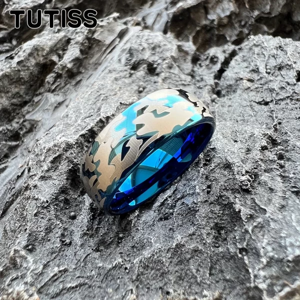 Anel unissex, TUTISS-Tungsten Wedding Band, Cool Pattern, Gravado Comfort Fit, Amazing Design, 6mm, 8mm - Image 7