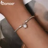 Pulseira básica de prata esterlina feminina, Bamoer, Bloqueio do Coração, Amor Para Sempre, Cadeia Chapeada, Platina, Presente Elegante, Joias Finas - Image 4